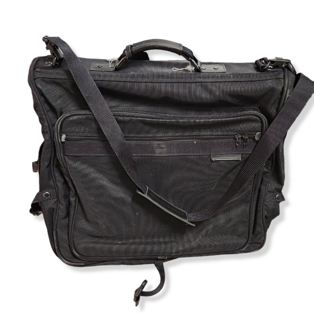 Briggs & Riley Baseline Deluxe Garment Bag Luggage Suitcase Black Leather Nylon